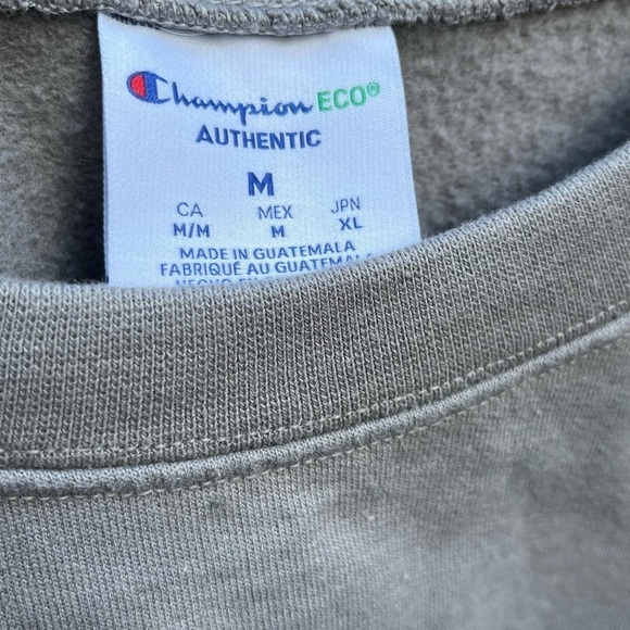 Men's Champion Eco Sweatshirt Gray Solid M Pocket Midweight Activewear Gym - Picture 9 of 11